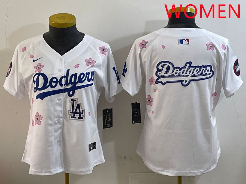 Women Los Angeles Dodgers Blank White Sakura Edition 2025 Nike MLB Jersey style 18
